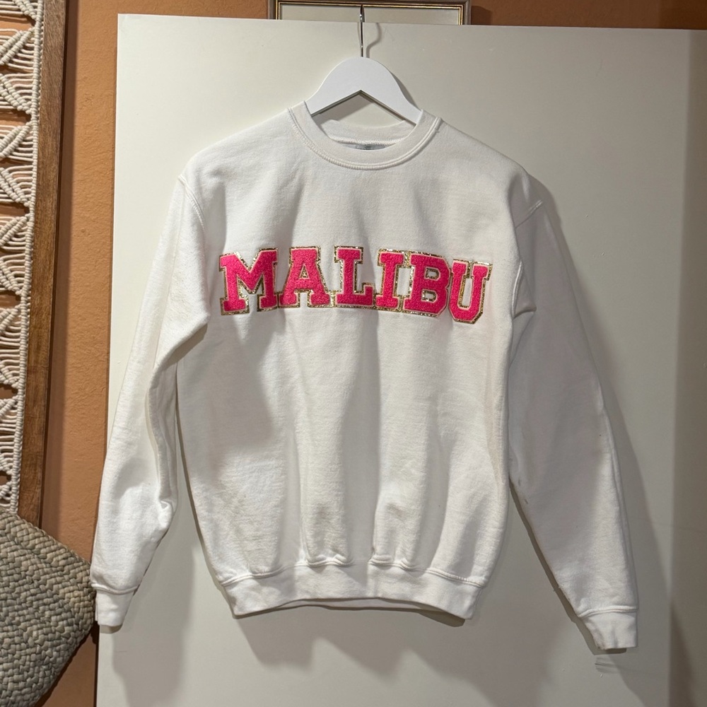 White Sweatshirt PINK GOLD MALIBU M - Picture 3 of 8